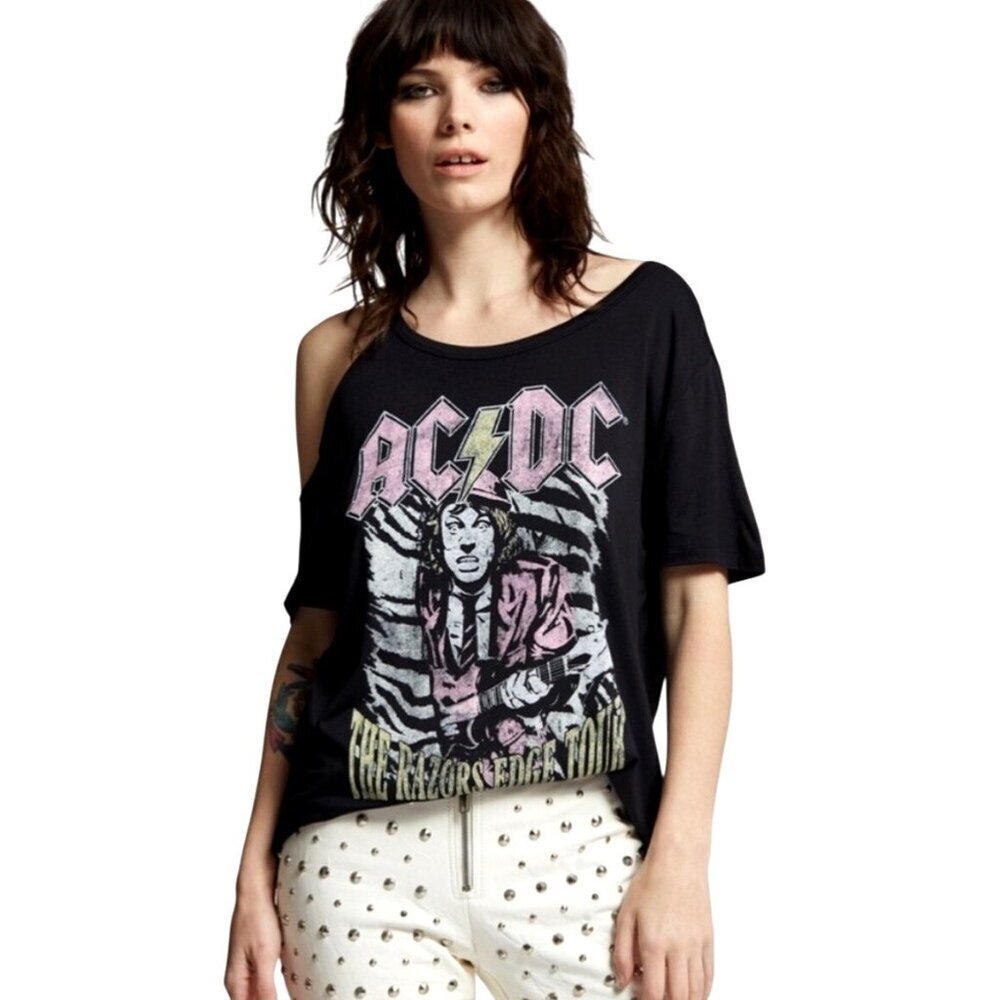 AC/DC The Razors Edge Tour 1990 Tie-Dye T-Shirt XS Recycled Karma Cotton/Polyest - Picture 2 of 5